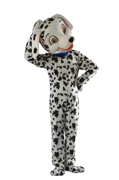 En man klädd som en hund dalmatiner — Stockfoto