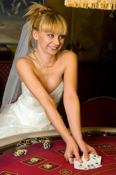 Stock image Happy bride in a casino