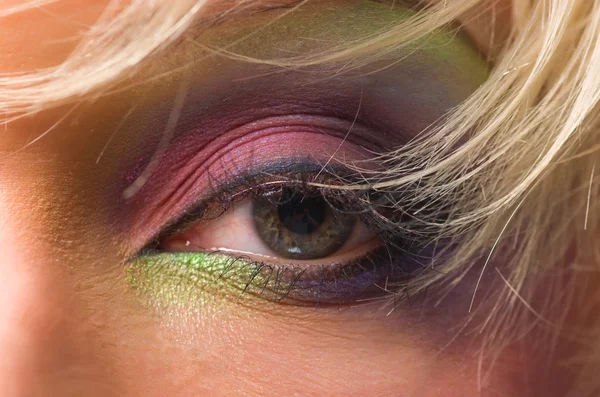 Oko ženy krásné zelené barvy — Stock fotografie