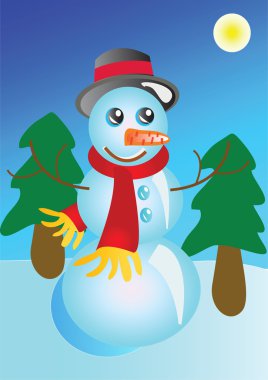 Molded from snow figure in wood clipart