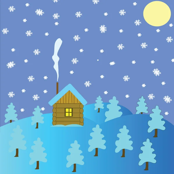 Lodge i trä vinter — Stockfoto