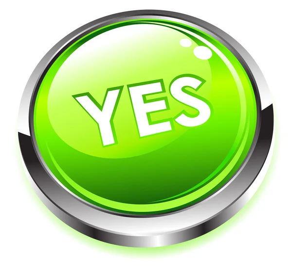 Vector green yes button — Stock Vector