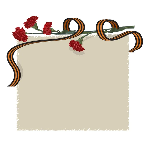 Flor de clavel y cinta — Vector de stock