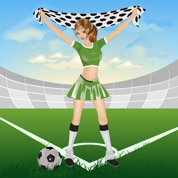 Chica fanático del fútbol — Foto de Stock