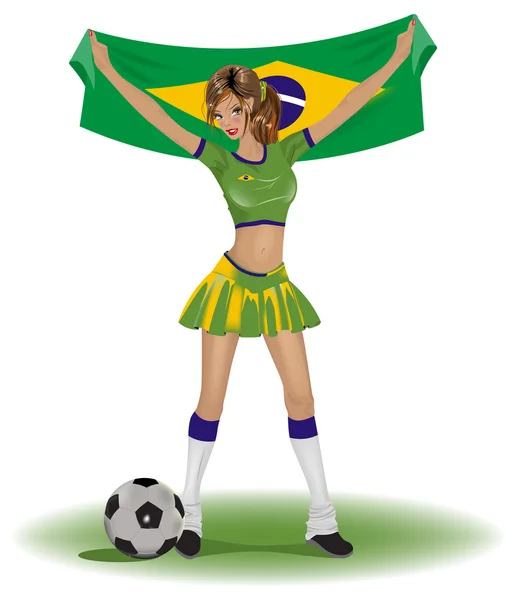 Brezilya kız futbol fan — Stok Vektör
