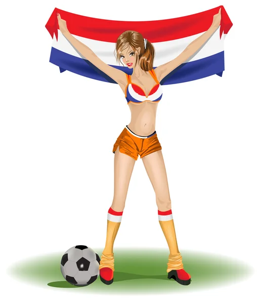 네덜란드 여자 축구 팬 — 스톡 벡터
