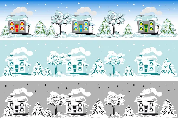 Kersthuis in de sneeuw — Stockvector