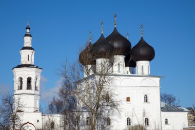 Black and white church building, Vologda, Russia clipart