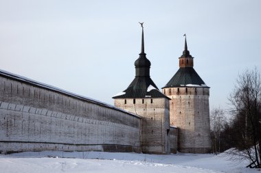 Kirillo-Belozersky orthodox monastery citadel in winter, Kirillov, Russia clipart