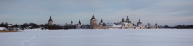 Winter panorama of Kirillo-Belozersky orthodox monastery, Russia clipart