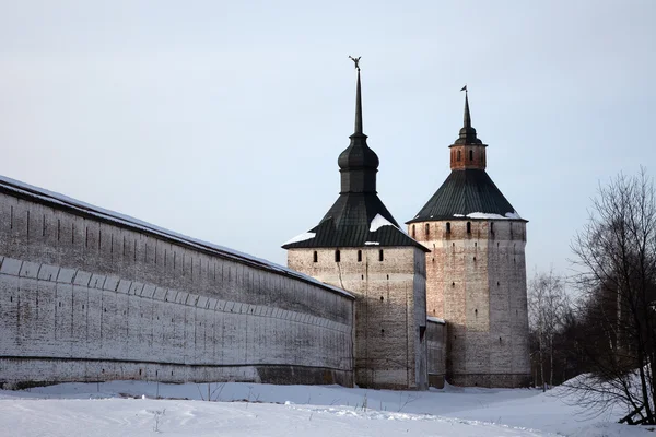 stock image Kirillo-Belozersky orthodox monastery citadel in winter, Kirillov, Russia