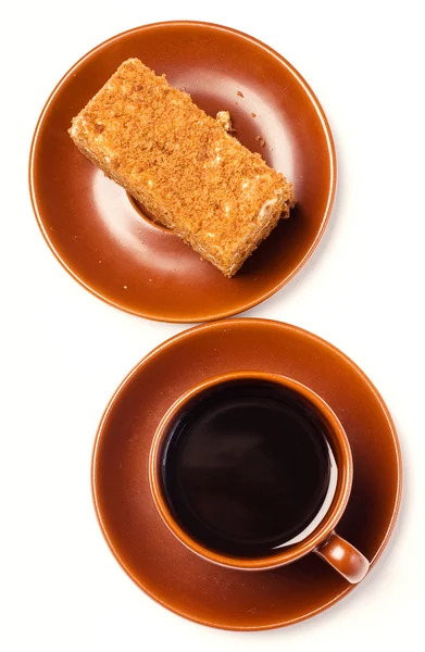 Caffè e torta al miele — Foto Stock