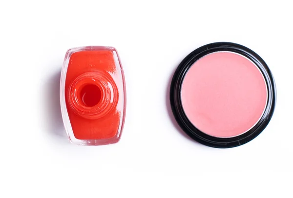Nail polish and gloss lipstick — Stock Photo, Image