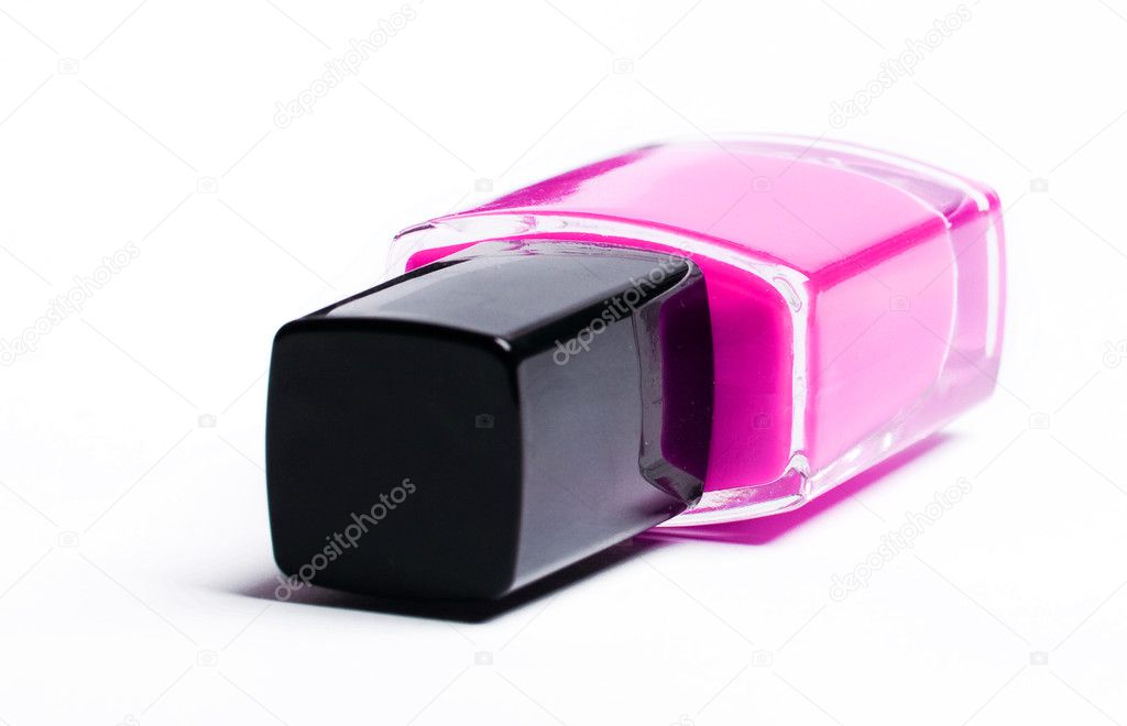 Vertical image of pink nail polish on a