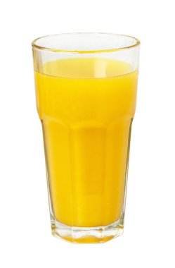 Orange colorful juice in glass isolated clipart