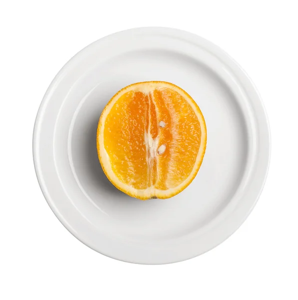 stock image Orange on white plate