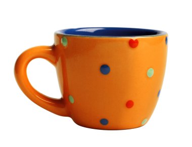 Bright orange funny cup in pea clipart