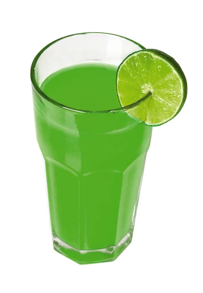 Zielony sok z plastrem limonki — Zdjęcie stockowe