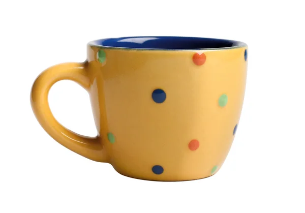 Legrační žlutá hrnek na čaj nebo kávu — Stock fotografie
