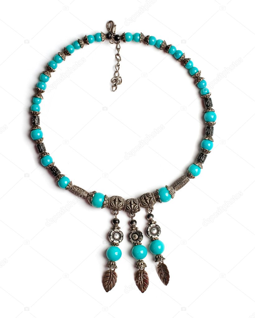 Indian retro necklaces from turquoise isolated