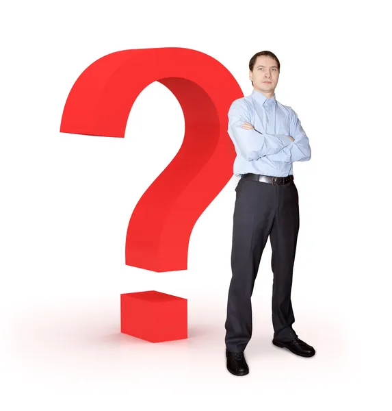 Businessman with question mark. — Stock Photo, Image