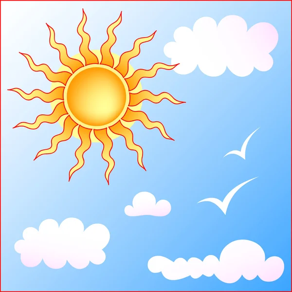 Ήλιος και σύννεφα — Διανυσματικό Αρχείο