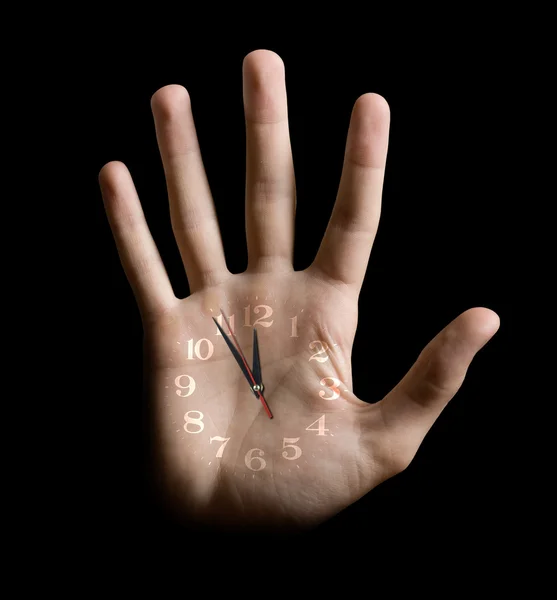 Horas na palma da mão — Fotografia de Stock