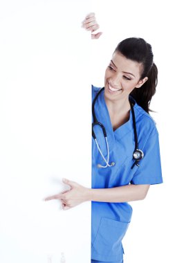 Portrait of female nurse standing clipart