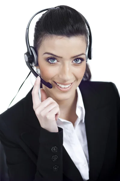 Call center kvinna arbetar med kunden — Stockfoto