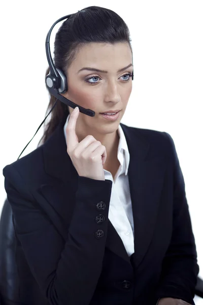 Lindo call center mulher de telefone — Fotografia de Stock