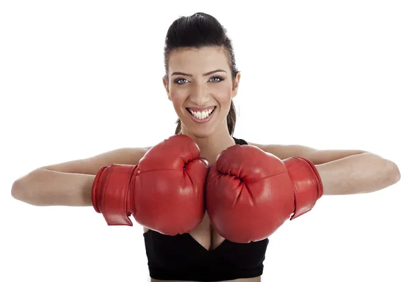 Mujer sana practicando boxeo —  Fotos de Stock