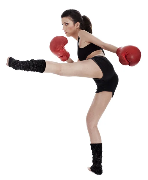 Young beautiful fighter girl — Stock Photo, Image