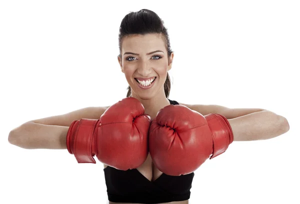 Healthy woman practicising boxing Stock Photo