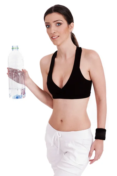 Bir su şişesi holding fitness kadınlar — Stok fotoğraf