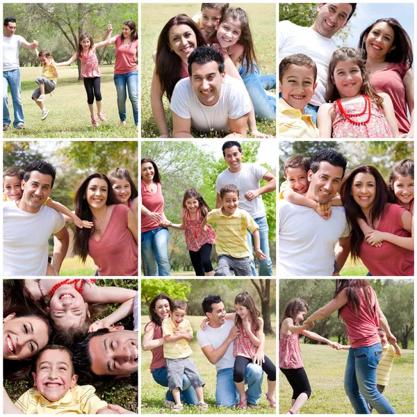 Glad familj njuter i parken — Stockfoto