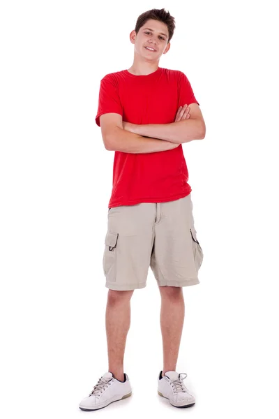 Slimme jonge jongen geïsoleerd op witte achtergrond — Stockfoto