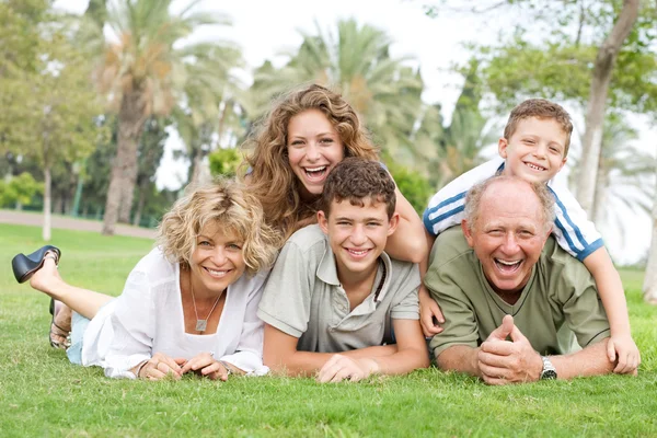 Famiglia multigenerazione che si rilassa nel parco — Foto Stock