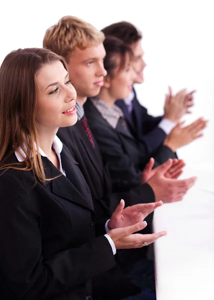 Bir iş toplantısı sırasında applauding arkadaşları — Stok fotoğraf