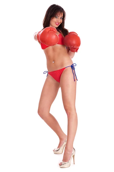 Sexig bikini boxer poserar i stil — Stockfoto