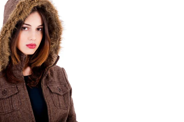 ファッショナブルな女性の身に着けているオーバー コート — ストック写真