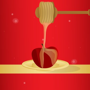 honey dipping on apple clipart