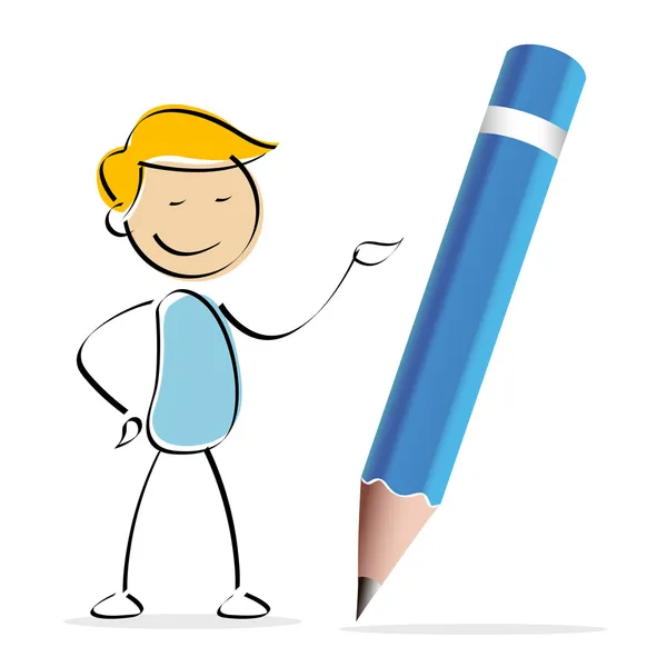 Kid standing with pencil — Stock Photo, Image