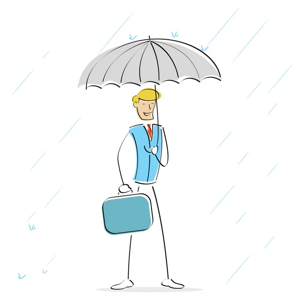 Człowiek posiadający parasolem w deszczowy dzień — Zdjęcie stockowe