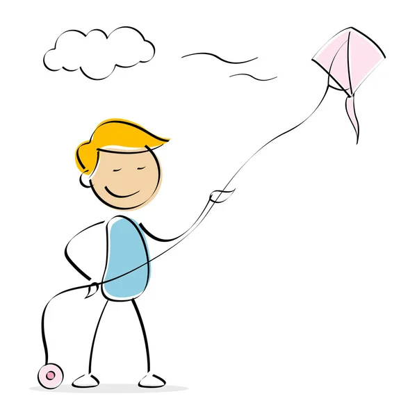 Kid flying kite — Stock Photo, Image