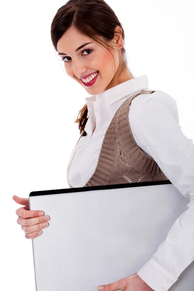 Senhora com laptop — Fotografia de Stock
