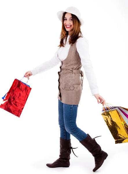 Jonge vrouw genoten winkelen — Stockfoto
