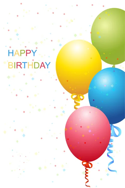 Plantilla de cumpleaños con globos y purpurina —  Fotos de Stock