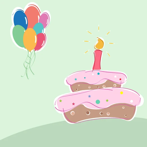 Birthday cake and balloons — Stock Photo, Image
