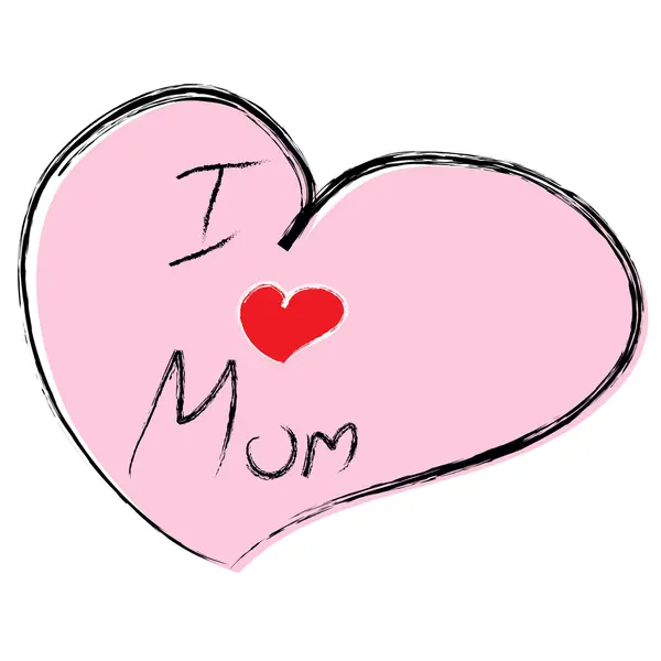 Heart with love you mom text — Stock Photo, Image