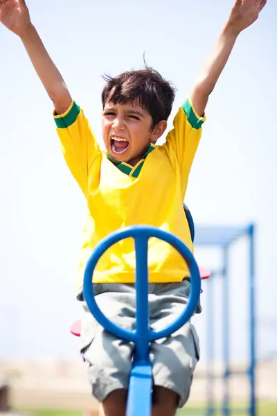 Smart kid having fun, outdoors — Stock Photo, Image